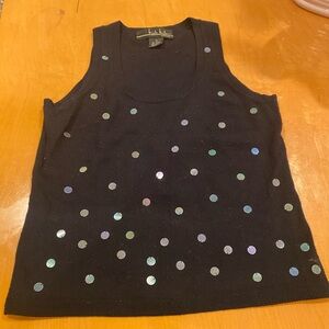 Nicole Miller Black Sequin Dot Tank Top size S